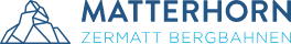 Logo der Matterhorn Zermatt Bergbahnen mit stilisiertem Matterhorn-Bergmotiv in Blau.